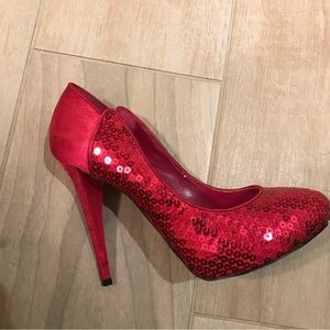 2B Bebe Pink sequin pumps